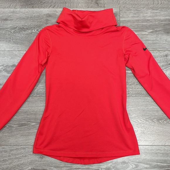 Nike Pro Dri Fit Long Sleeve Turtleneck Top Red S - Picture 3 of 16